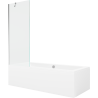 Mexen Cube Rechteckige Badewanne 180 x 80 cm mit Verkleidung und 1-flügeliger 70 cm Spritzwand, transparent, Chrom