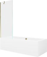 Mexen Cube Rechteckige Badewanne 180 x 80 cm mit Verkleidung und 1-flügeliger Duschabtrennung 70 cm, transparent, gold