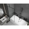 Mexen Cube Rechteckige Badewanne 180 x 80 cm mit Verkleidung und 1-flügeliger Trennwand 70 cm, schwarzes Muster
