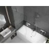 Mexen Cube Rechteckige Badewanne 180 x 80 cm mit Verkleidung und 1-flügeliger Abtrennung 80 cm, transparent, Chrom