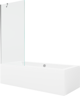 Mexen Cube Rechteckige Badewanne 180 x 80 cm mit Verkleidung und 1-flügeliger Abtrennung 80 cm, transparent, Chrom