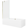 Mexen Cube Rechteckige Badewanne 180 x 80 cm mit Verkleidung und 1-flügeliger Trennwand 80 cm, transparent, gold
