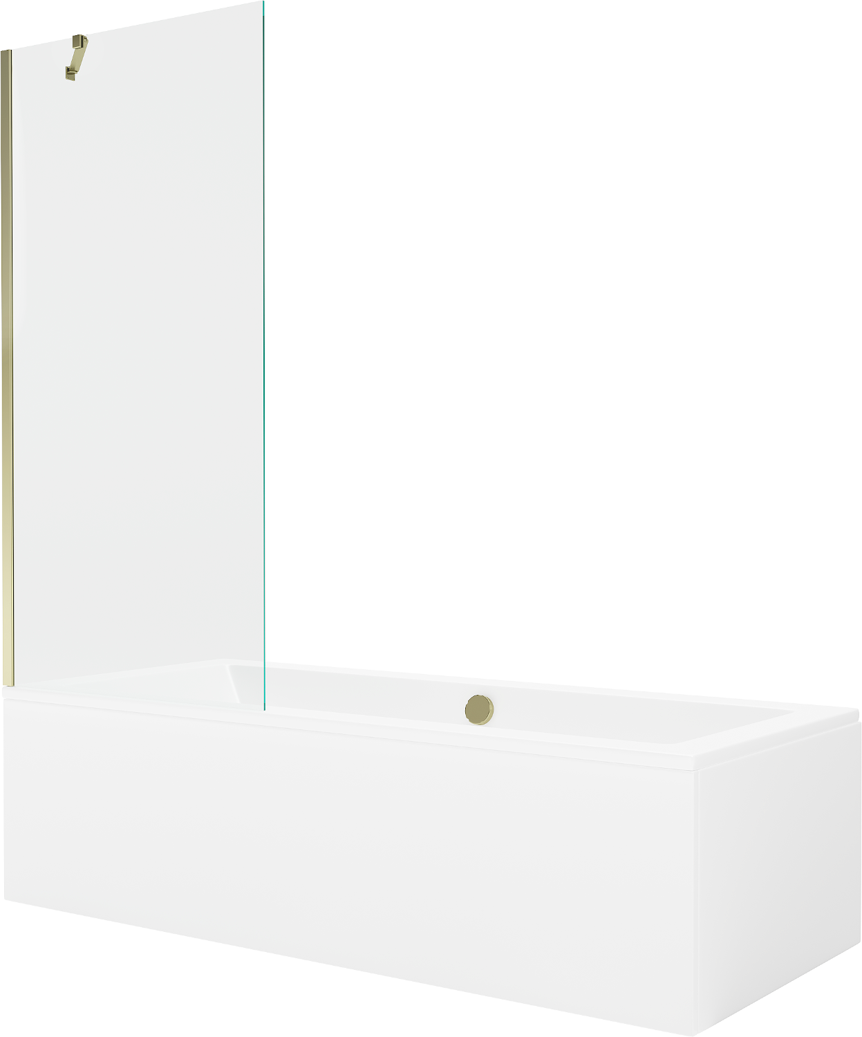 Mexen Cube rechteckige Badewanne 180 x 80 cm mit Verkleidung und 1-flügliger Duschabtrennung 80 cm, transparent, gold - 55051808