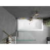 Mexen Cube Rechteckige Badewanne 180 x 80 cm mit Verkleidung und 1-flügeliger Trennwand 80 cm, transparent, gold