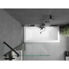 Mexen Cube Rechteckige Badewanne 180 x 80 cm mit Verkleidung und 1-flügeligem 80 cm Paravent, transparent, schwarz