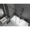Mexen Cube Rechteckige Badewanne 180 x 80 cm mit Verkleidung und 1-flügeliger 80 cm Duschabtrennung, schwarzes Muster