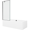 Mexen Cube Rechteckige Badewanne 180 x 80 cm mit Verkleidung und 1-flügeliger 80 cm Duschabtrennung, schwarzes Muster