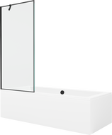 Mexen Cube Rechteckige Badewanne 180 x 80 cm mit Verkleidung und 1-flügeliger 80 cm Duschabtrennung, schwarzes Muster