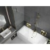 Mexen Cube Rechteckige Badewanne 180 x 80 cm mit Verkleidung und 1-flügeliger 90 cm Duschabtrennung, transparent, gold