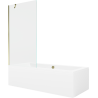 Mexen Cube Rechteckige Badewanne 180 x 80 cm mit Verkleidung und 1-flügeliger 90 cm Duschabtrennung, transparent, gold