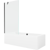 Mexen Cube Rechteckige Badewanne 180 x 80 cm mit Verkleidung und einflügeliger 90 cm Duschabtrennung, transparent, schwarz