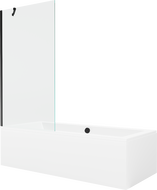 Mexen Cube Rechteckige Badewanne 180 x 80 cm mit Verkleidung und einflügeliger 90 cm Duschabtrennung, transparent, schwarz