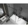 Mexen Cube rechteckige Wanne 180 x 80 cm mit Verkleidung und 1-flügeliger Duschwand 90 cm, schwarzes Muster