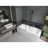 Mexen Cube rechteckige Wanne 180 x 80 cm mit Verkleidung und 1-flügeliger Duschwand 90 cm, schwarzes Muster