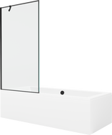 Mexen Cube rechteckige Wanne 180 x 80 cm mit Verkleidung und 1-flügeliger Duschwand 90 cm, schwarzes Muster