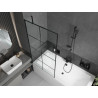 Mexen Cube rechteckige Wanne 180 x 80 cm mit Verkleidung und 1-flügeliger Schirm 90 cm, schwarzes Muster - 550518080X9509007077