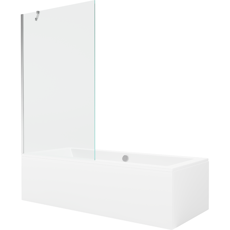 Mexen Cube rechteckige Badewanne 180 x 80 cm mit Verkleidung und 1-flügliger Duschabtrennung 100 cm, transparent, chrom - 550518