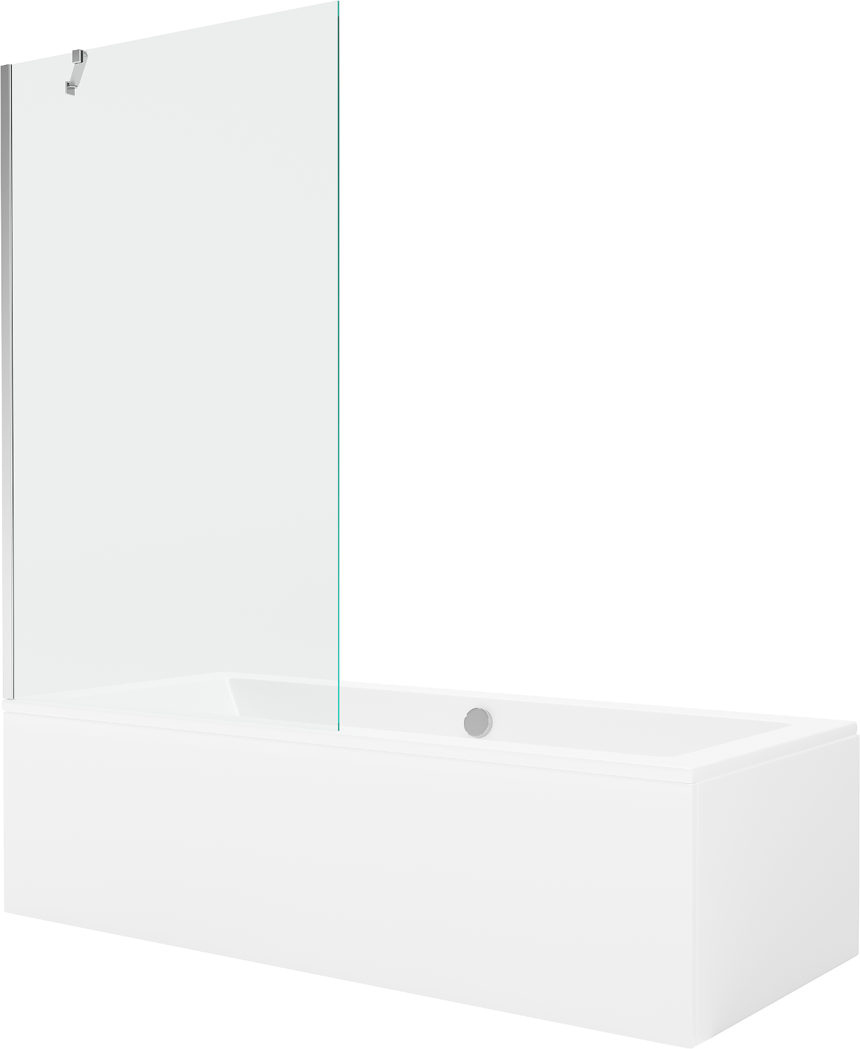 Mexen Cube rechteckige Badewanne 180 x 80 cm mit Verkleidung und 1-flügliger Duschabtrennung 100 cm, transparent, chrom - 550518