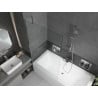 Mexen Cube Rechteckige Wanne 180 x 80 cm mit Verkleidung und 1-flügeliger Abtrennung 100 cm, transparent, chrom