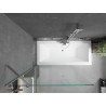 Mexen Cube Rechteckige Wanne 180 x 80 cm mit Verkleidung und 1-flügeliger Abtrennung 100 cm, transparent, chrom