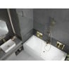 Mexen Cube Rechteckige Badewanne 180 x 80 cm mit Verkleidung und 1-flügeligem 100 cm Paravent, transparent, gold