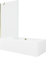 Mexen Cube Rechteckige Badewanne 180 x 80 cm mit Verkleidung und 1-flügeligem 100 cm Paravent, transparent, gold