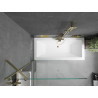 Mexen Cube Rechteckige Badewanne 180 x 80 cm mit Verkleidung und 1-flügeligem 100 cm Paravent, transparent, gold