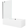 Mexen Cube Rechteckige Badewanne 180 x 80 cm mit Verkleidung und 1-flügeliger Duschwand 100 cm, transparent, schwarz
