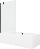 Mexen Cube Rechteckige Badewanne 180 x 80 cm mit Verkleidung und 1-flügeliger Duschwand 100 cm, transparent, schwarz