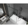 Mexen Cube Rechteckwanne 180 x 80 cm mit Verkleidung und 1-flügeliger Trennwand 100 cm, schwarzes Muster - 550518080X9510007070
