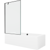 Mexen Cube Rechteckwanne 180 x 80 cm mit Verkleidung und 1-flügeliger Trennwand 100 cm, schwarzes Muster - 550518080X9510007070