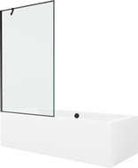 Mexen Cube Rechteckwanne 180 x 80 cm mit Verkleidung und 1-flügeliger Trennwand 100 cm, schwarzes Muster - 550518080X9510007070