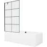 Mexen Cube Rechteckige Wanne 180 x 80 cm mit Verkleidung und 1-flügeliger Schwenkwand 100 cm, schwarzes Muster