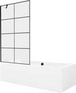 Mexen Cube Rechteckige Wanne 180 x 80 cm mit Verkleidung und 1-flügeliger Schwenkwand 100 cm, schwarzes Muster