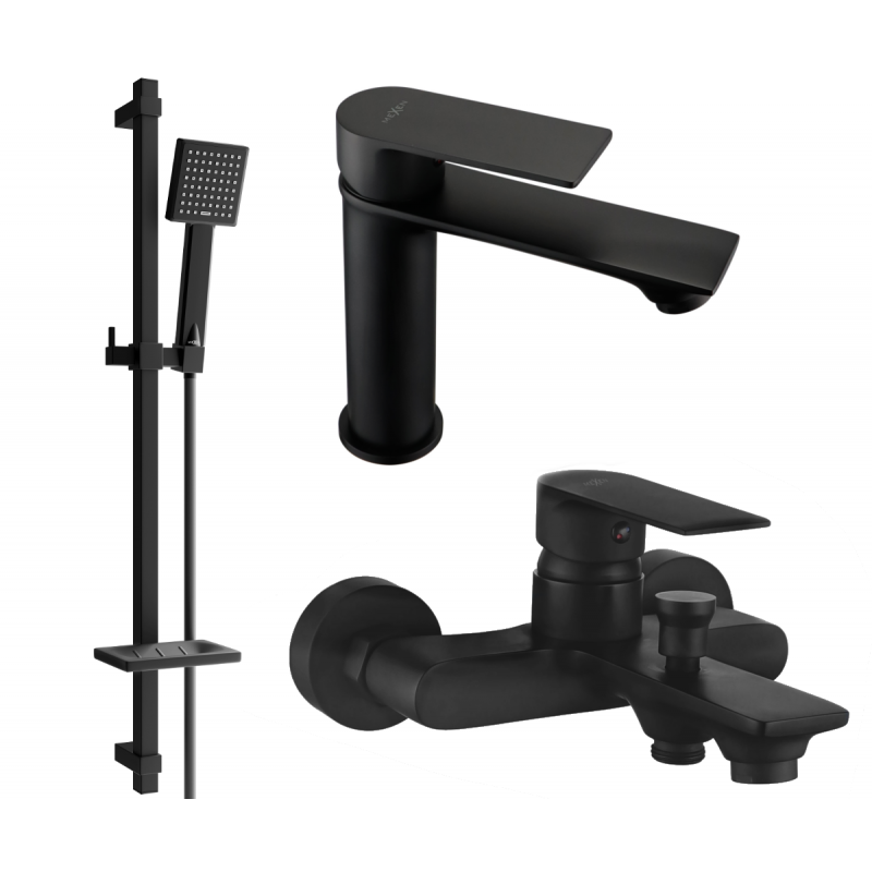 Mexen Royo DQ45 Badewannen-Set, schwarz - 72203DQ45-70