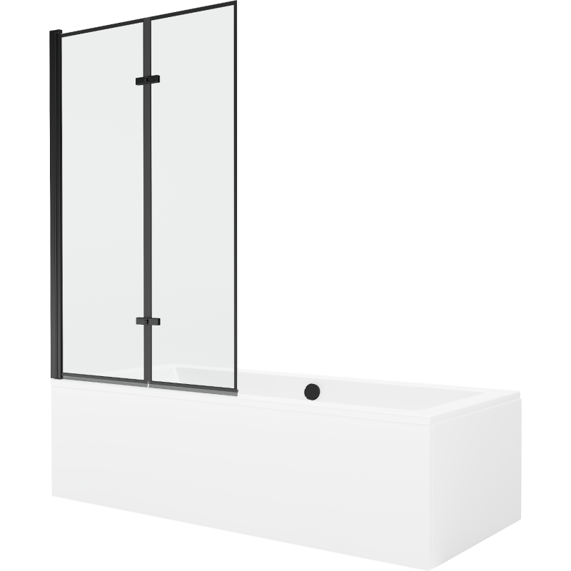 Mexen Cube Rechteckige Badewanne 170 x 80 cm mit Verkleidung und 2-flügeliger Blende 100 cm, Schwarzes Design - 550517080X921002