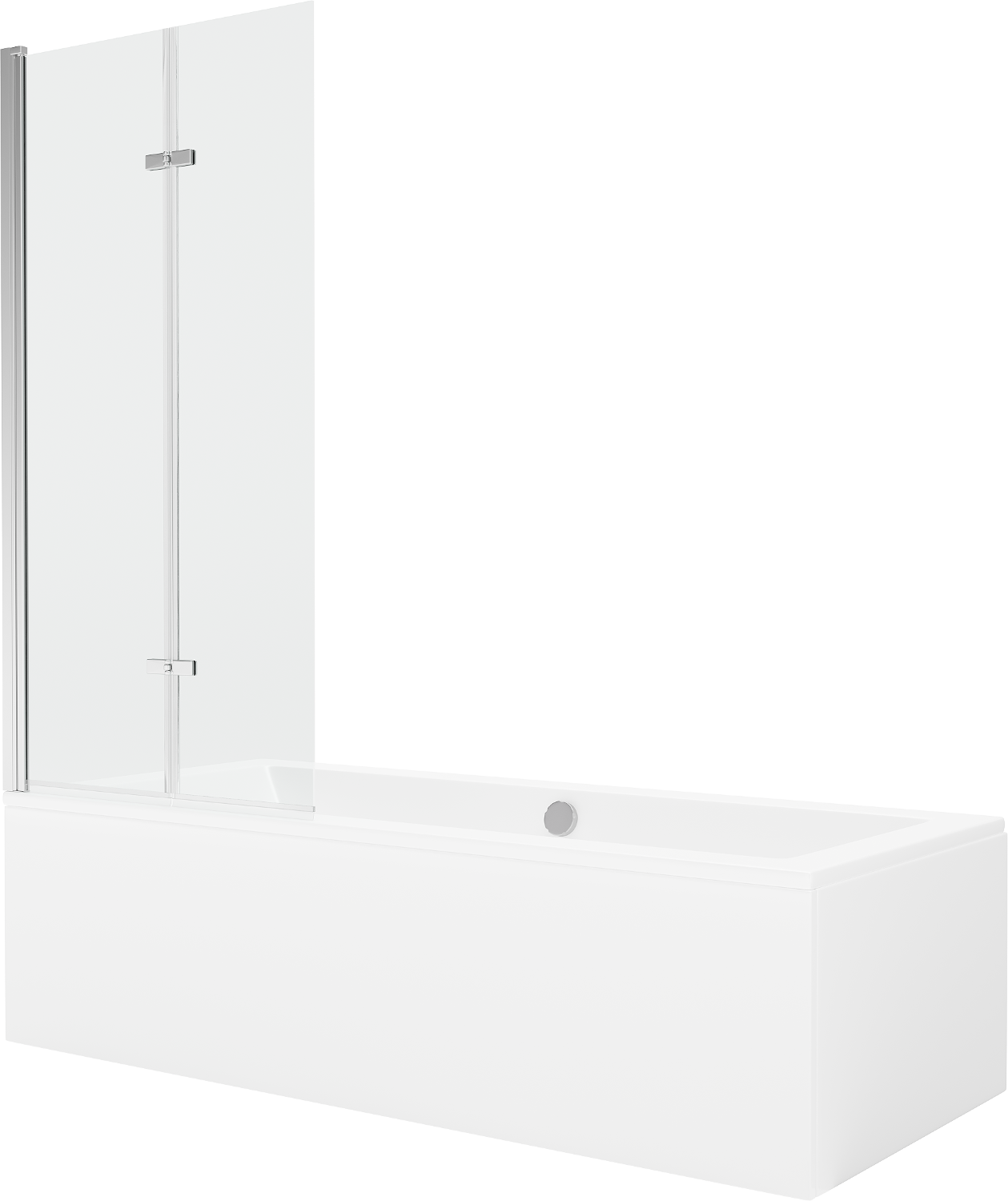 Mexen Cube Rechteckige Badewanne 180 x 80 cm mit Verkleidung und 2-flügeliger Blende 80 cm, transparent, chrom - 550518080X92080