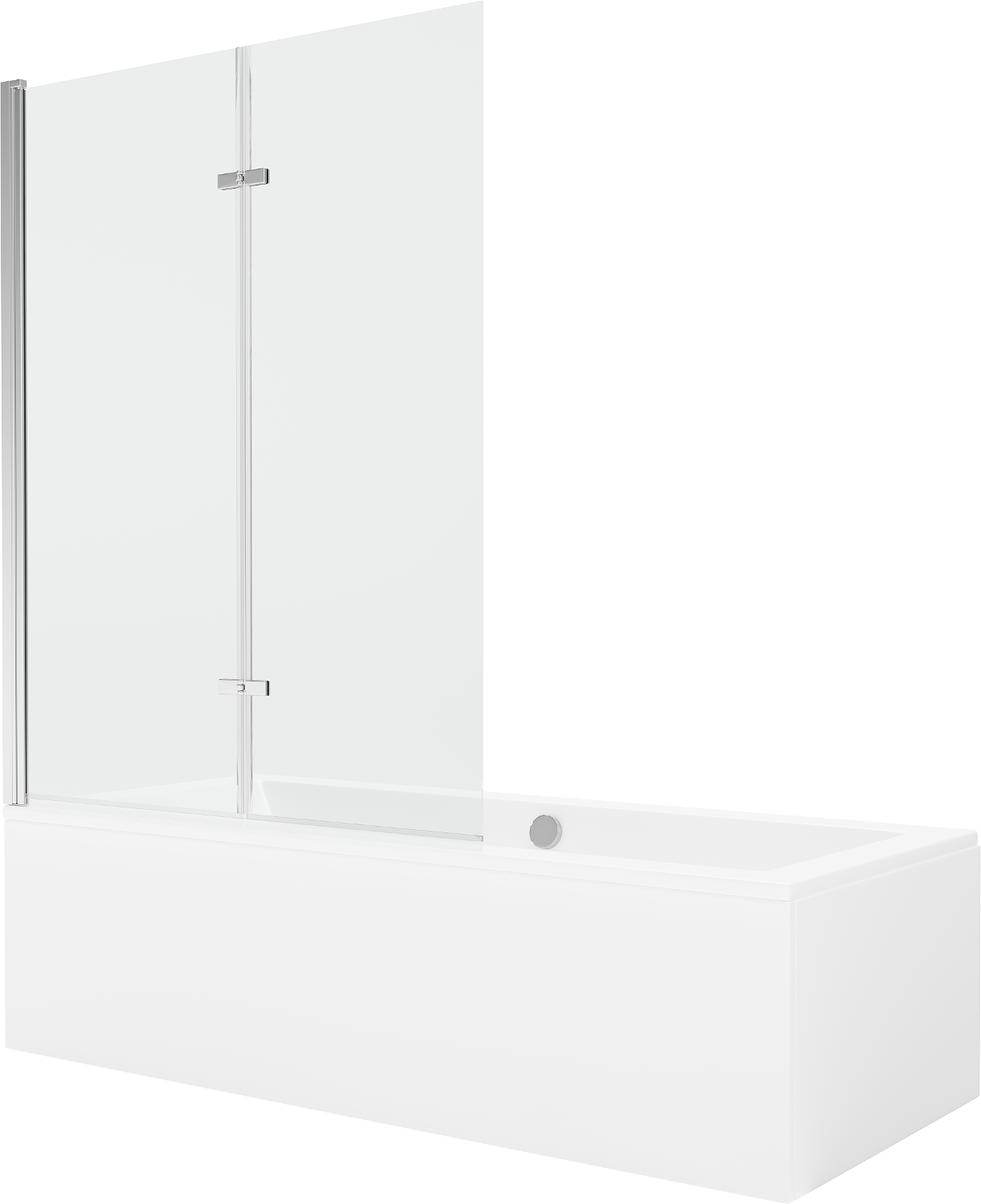 Mexen Cube Rechteckige Badewanne 180 x 80 cm mit Verkleidung und 2-flügeliger Blende 120 cm, transparent, chrom - 550518080X9212