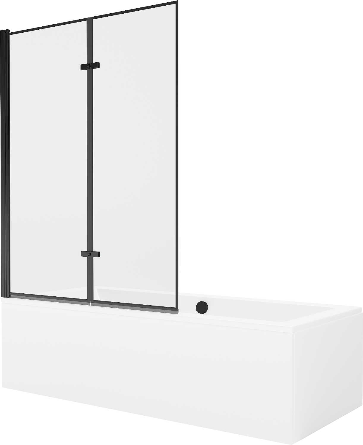 Mexen Cube Rechteckige Badewanne 180 x 80 cm mit Verkleidung und 2-flügeliger Blende 120 cm, Schwarzes Design - 550518080X921200