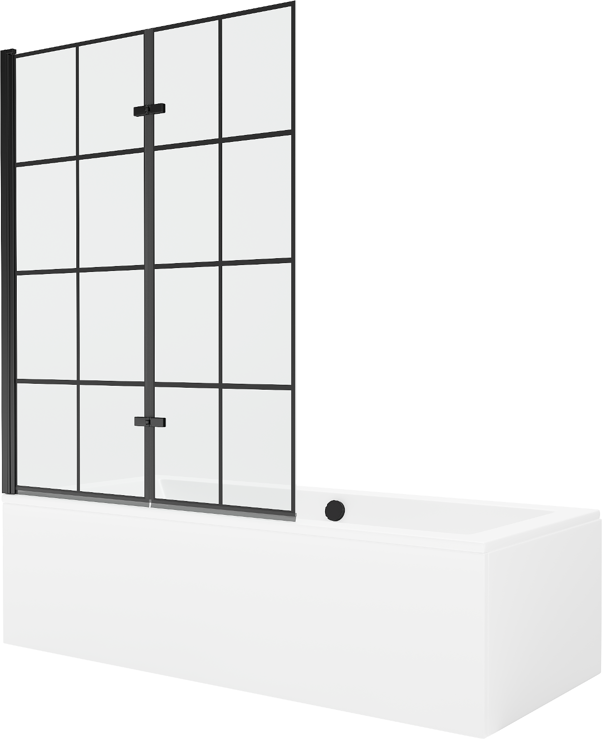 `Mexen Cube Rechteckige Badewanne 180 x 80 cm mit Verkleidung und 2-flügeliger Blende 120 cm, Schwarzes Design - 550518080X92120