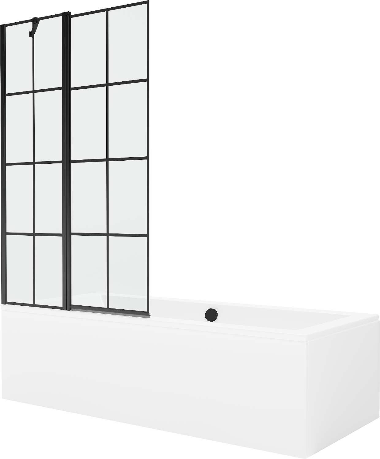 Mexen Cube rechteckige Badewanne 170 x 80 cm mit Verkleidung und 1-flügliger Duschabtrennung 100 cm, Schwarzes Design - 55051708