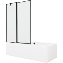 Mexen Cube rechteckige Badewanne 170 x 80 cm mit Verkleidung und 1-flügliger Duschabtrennung 120 cm, Schwarzes Design - 55051708