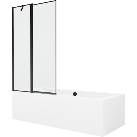 Mexen Cube rechteckige Badewanne 180 x 80 cm mit Verkleidung und 1-flügliger Duschabtrennung 100 cm, Schwarzes Design - 55051808