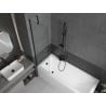 Mexen Cubik Rechteckige Badewanne 150 x 70 cm mit Verkleidung und 1-flügeliger Faltwand 50 cm, transparent, schwarz