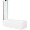 Mexen Cubik Rechteckige Badewanne 150 x 70 cm mit Verkleidung und 1-flügeliger 50 cm Duschwand, schwarzes Muster
