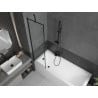 Mexen Cubik Rechteckige Badewanne 150 x 70 cm mit Verkleidung und 1-flügeliger 50 cm Duschwand, schwarzes Muster