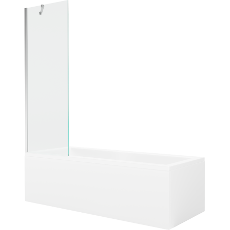 Mexen Cubik Rechteckige Wanne 150 x 70 cm mit Verkleidung und 1-flügeligem Paravent 60 cm, transparent, Chrom