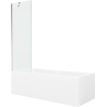 Mexen Cubik Rechteckige Wanne 150 x 70 cm mit Verkleidung und 1-flügeligem Paravent 60 cm, transparent, Chrom