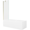 Mexen Cubik Rechteckige Badewanne 150 x 70 cm mit Verkleidung und 1-flügeliger Duschwand 60 cm, transparent, gold