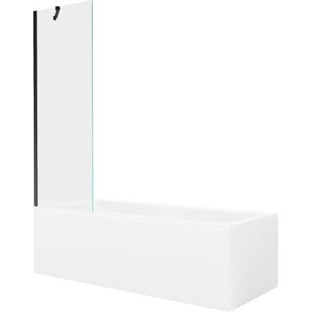 Mexen Cubik Rechteckige Badewanne 150 x 70 cm mit Verkleidung und einflügeliger 60 cm Paravent, transparent, schwarz